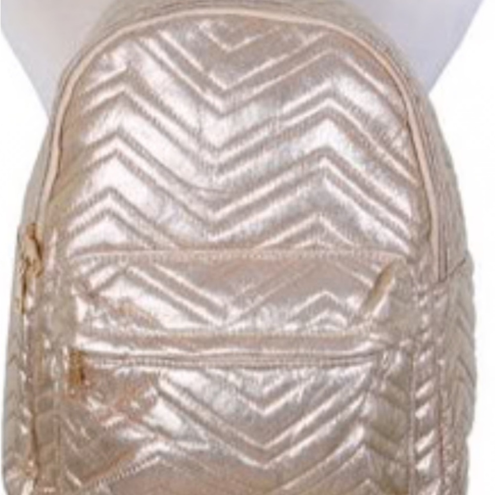 Metallic Rose Gold Chevron Pattern Backpack NWT